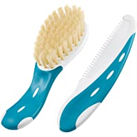 Los mejores  - NUK 10256381 - Cepillo para bebé con cerdas naturales y peine de puntas redondeadas (1 unidad)- color azul